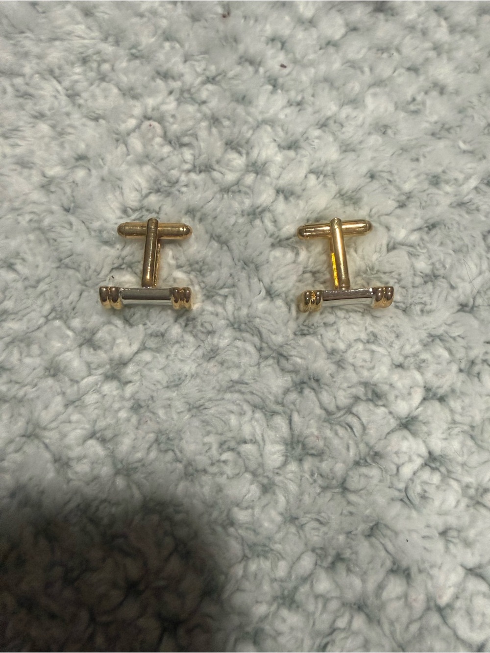 Pronto uomo Gold Tone Men’s Bar Cufflinks - Classic Two-Tone Design